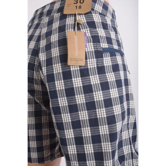 Patagonia Mens Shorts Blue Plaid Organic Cotton Canvas US 30 x 18 NWT - Picture 5 of 7
